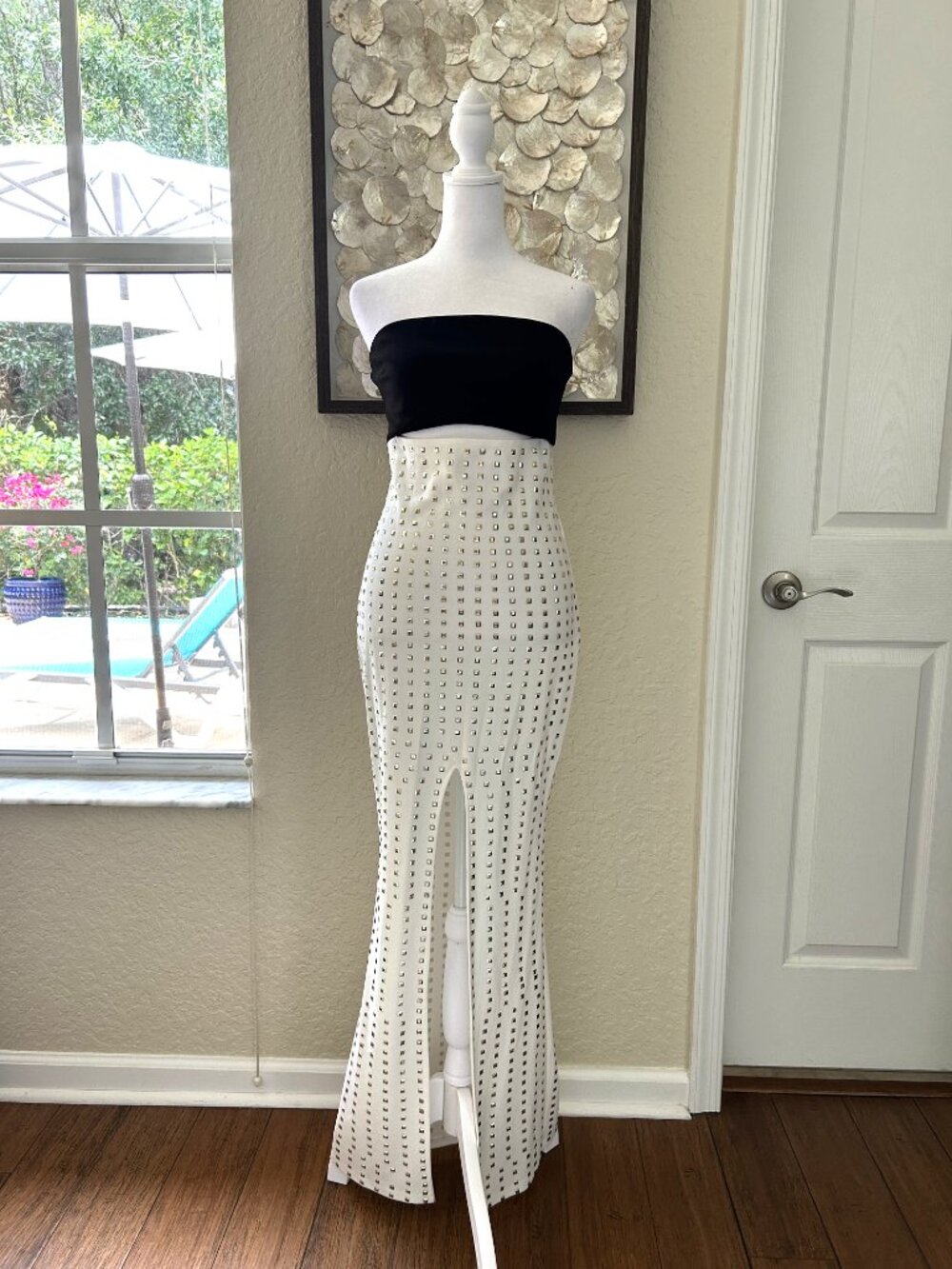 NWT Banjul Off-White & Black Hardware Maxi Dress